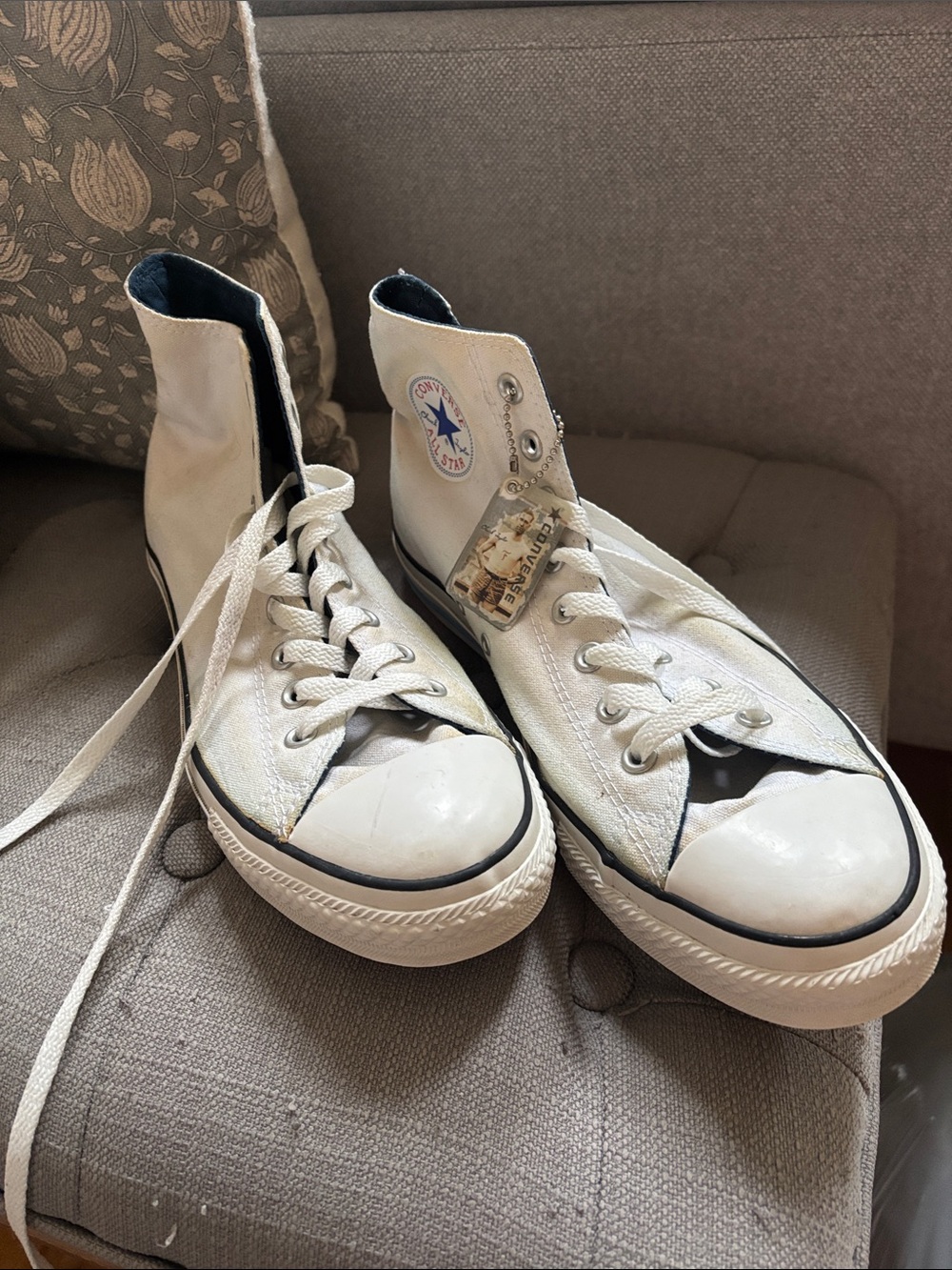 Converse White High Top Sneakers with Black Trim